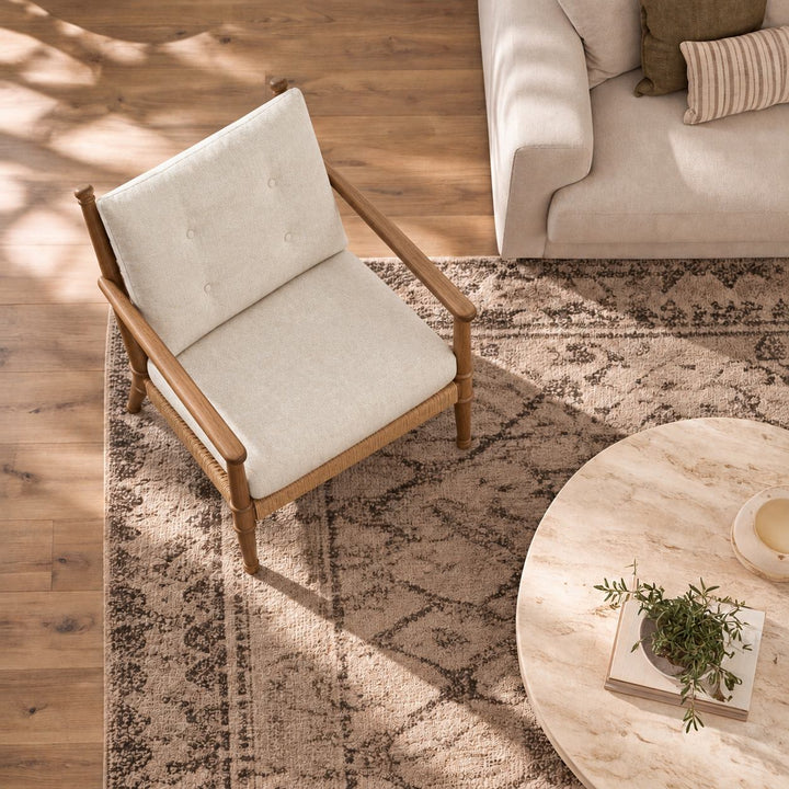 Modern Accent Armchair with Tufted Cushions and Durable Ash Wood Frame for Stylish Comfort