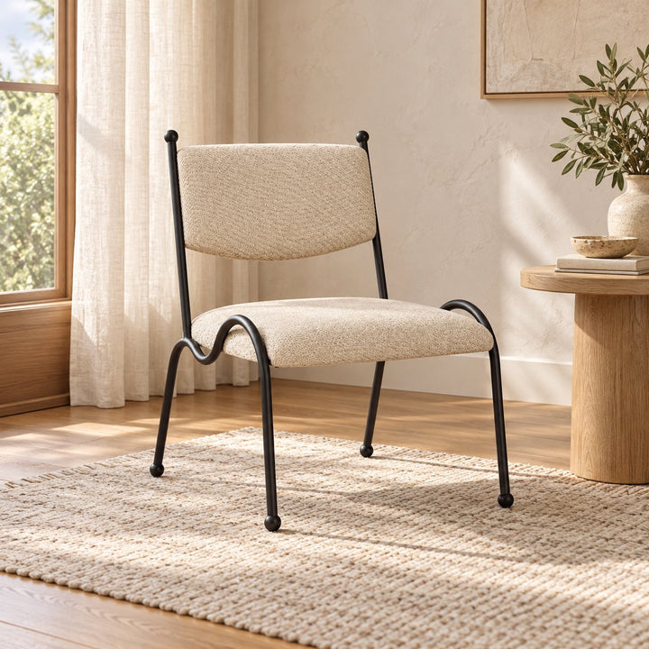 Modern Accent Chair Curved Metal Frame Lightweight Occasional Seating for Living Room