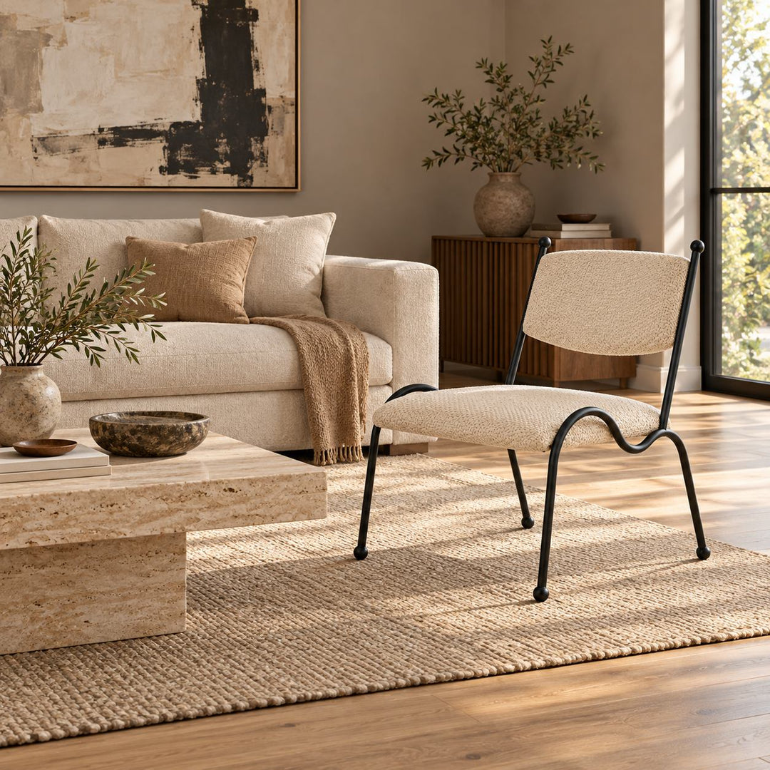 Modern Accent Chair Curved Metal Frame Lightweight Occasional Seating for Living Room