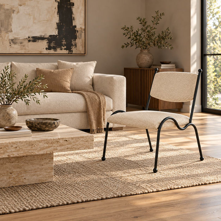 Modern Accent Chair Curved Metal Frame Lightweight Occasional Seating for Living Room