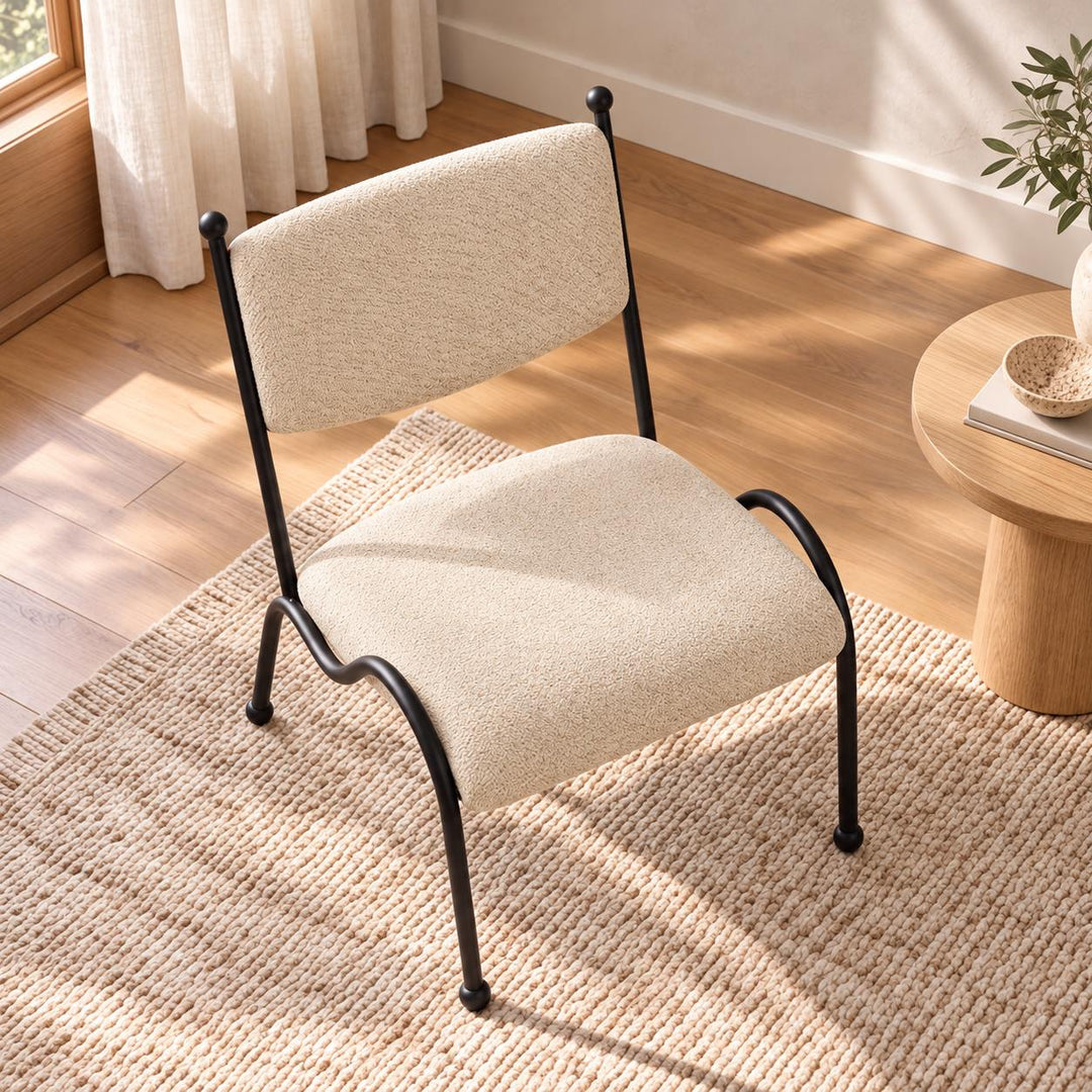 Modern Accent Chair Curved Metal Frame Lightweight Occasional Seating for Living Room