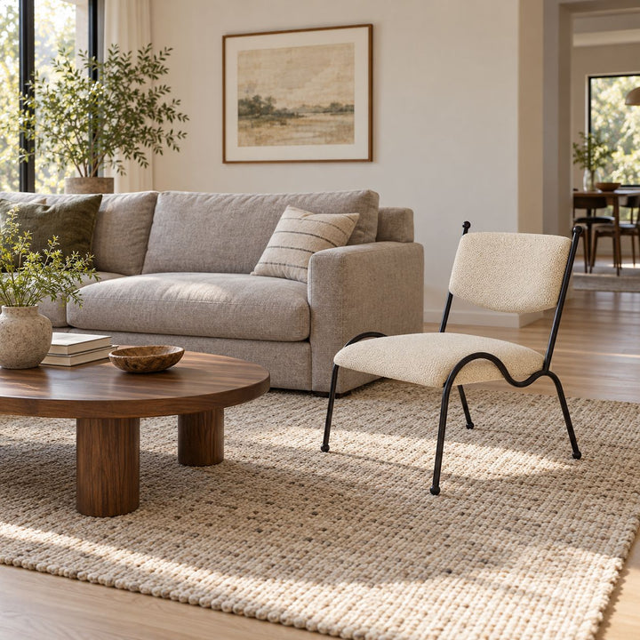 Modern Accent Chair Curved Metal Frame Lightweight Occasional Seating for Living Room