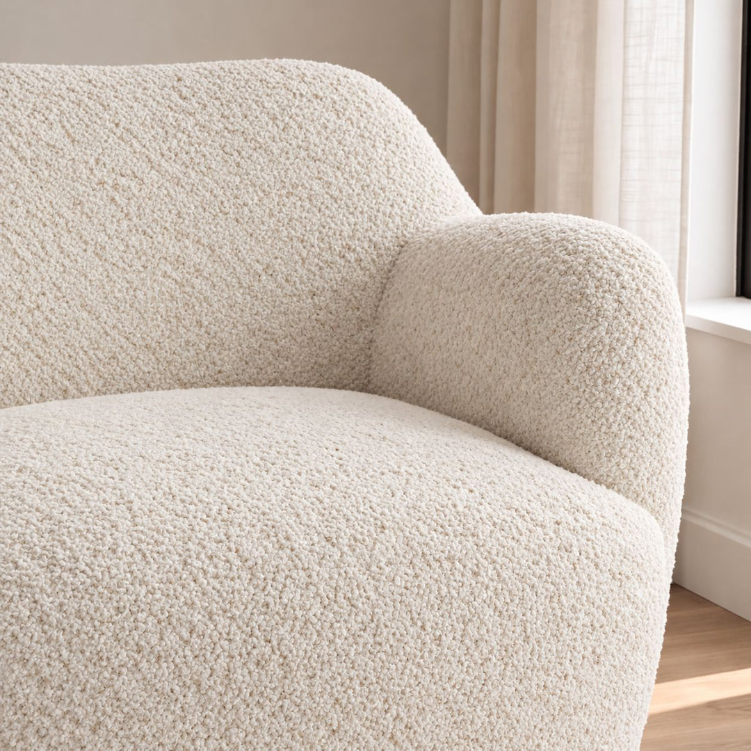 Modern Swivel Chair with Contoured Seat Upholstered Fabric for Comfortable Stylish Living Spaces
