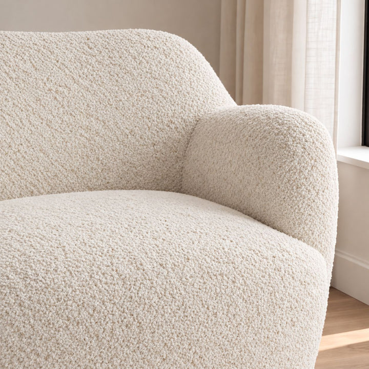 Modern Swivel Chair with Contoured Seat Upholstered Fabric for Comfortable Stylish Living Spaces