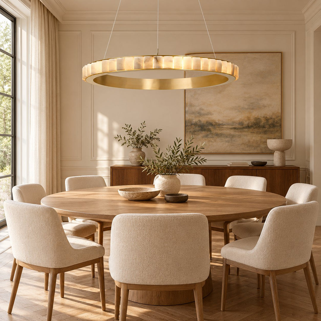 Modern Halo Chandelier Ceiling Light Flush Mount Metal Frame Adjustable Lighting