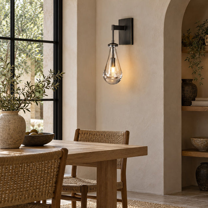Modern Clear Glass Wall Sconce – Brass or Black Interior Wall Light