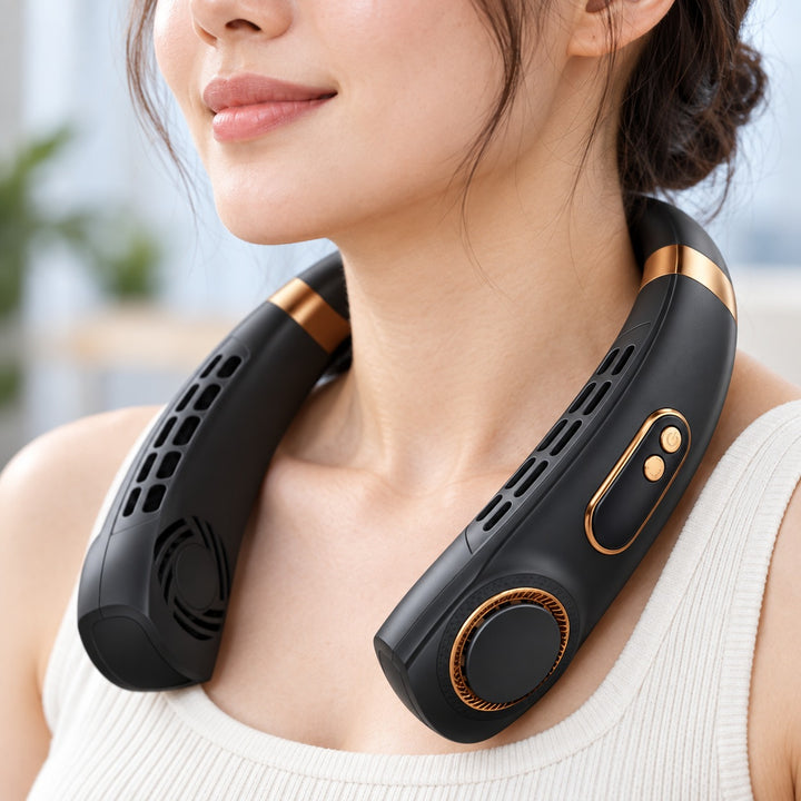 Portable Bladeless Neck Fan Hands-Free Cooling USB Rechargeable with Digital Display and 5 Speeds