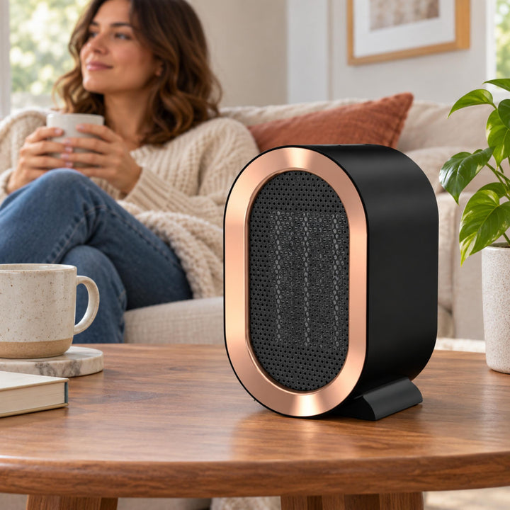 Compact Portable Ceramic Heater with Programmable Timer and Safety Shut-Off for Small Rooms