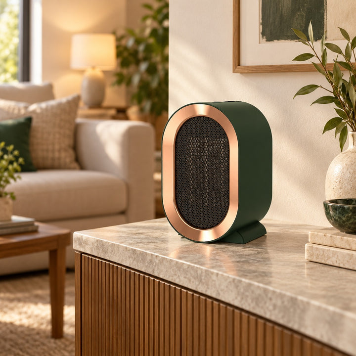 Compact Portable Ceramic Heater with Programmable Timer and Safety Shut-Off for Small Rooms