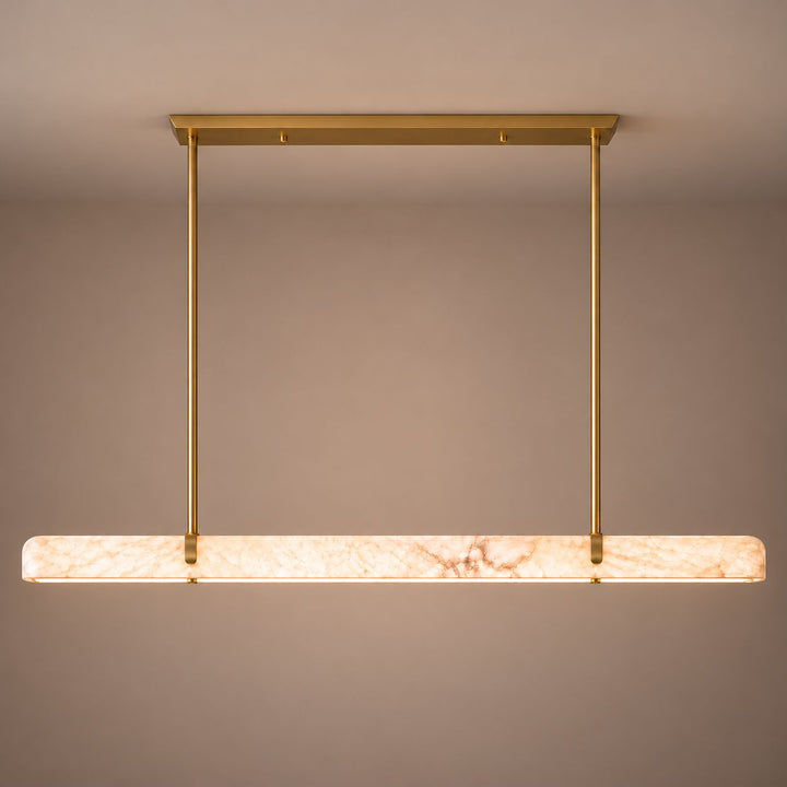 Linear Chandelier Wall Mounted Alabaster Shade Metal Frame LED Lighting Fixture
