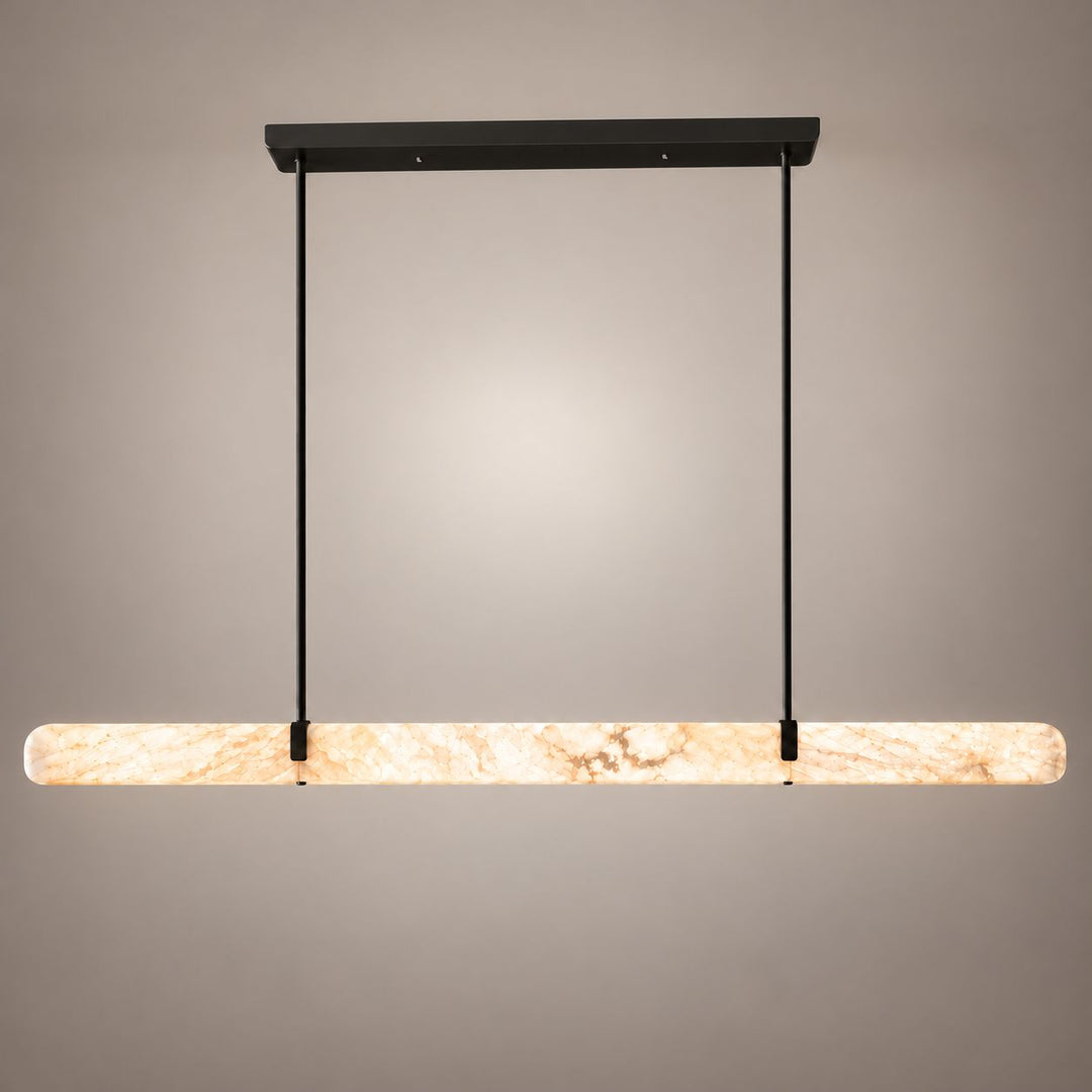 Linear Chandelier Wall Mounted Alabaster Shade Metal Frame LED Lighting Fixture
