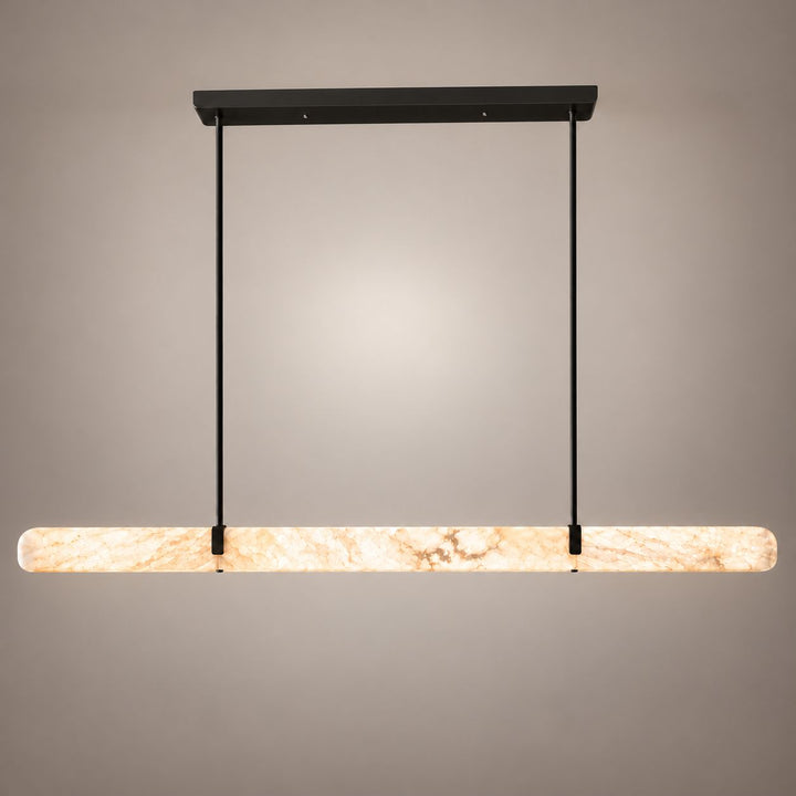 Linear Chandelier Wall Mounted Alabaster Shade Metal Frame LED Lighting Fixture