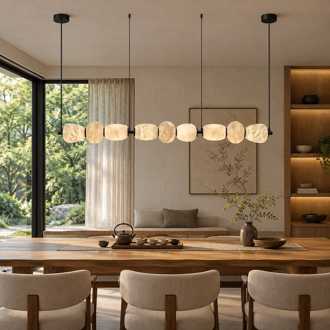 Modern Linear Chandelier Wall Mounted Alabaster Glass LED Light Fixture for Indoor Use