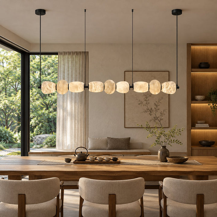 Modern Linear Chandelier Wall Mounted Alabaster Glass LED Light Fixture for Indoor Use