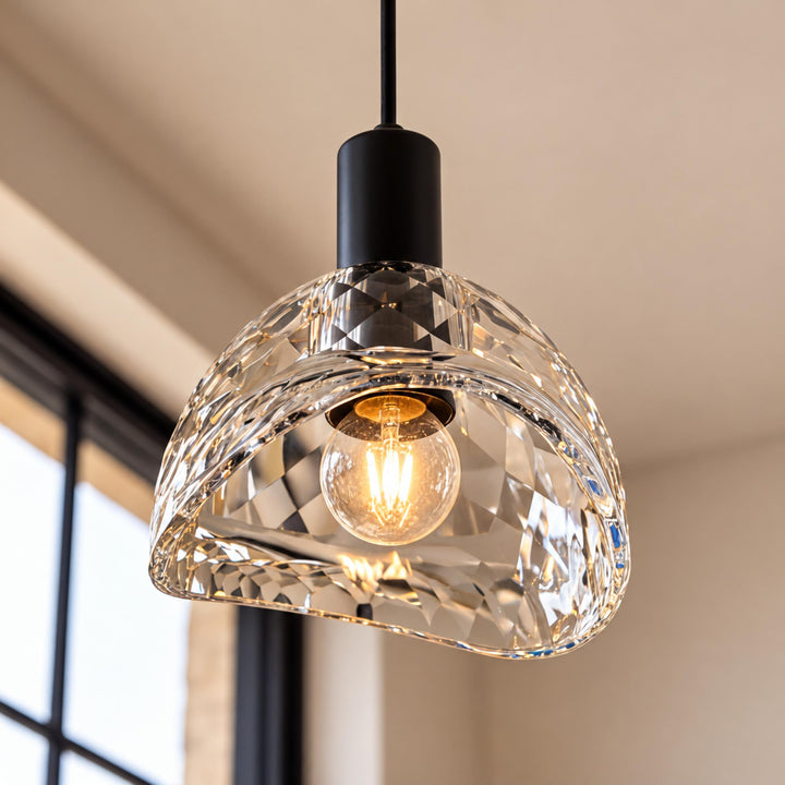 Modern K10 Crystal Pendant Light with Black Brass Frame – G4 LED Ceiling Light