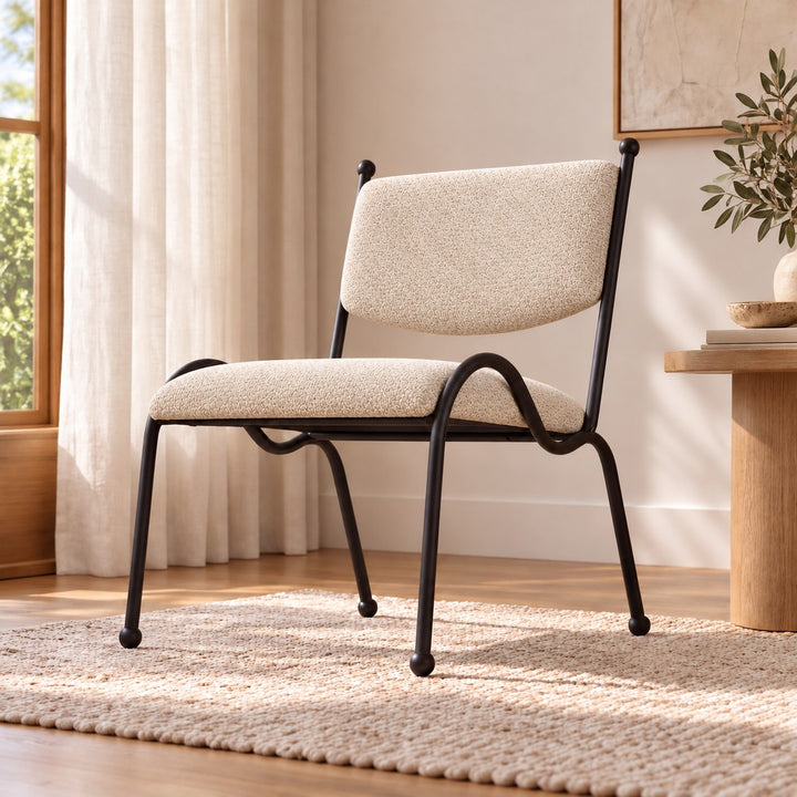 Modern Accent Chair Curved Metal Frame Lightweight Occasional Seating for Living Room