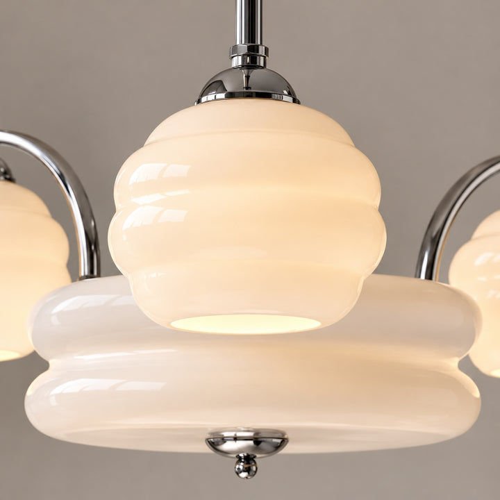 Art Deco Chandelier Ceiling Light Flush Mount Metal Frame Multiple Bulbs Indoor Lighting