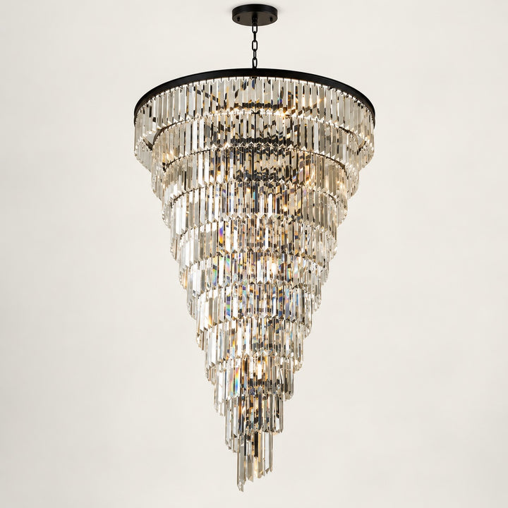 Contemporary Designer Chandelier Hanging Ceiling Light with Adjustable Chain Dimmable Crystal and Metal