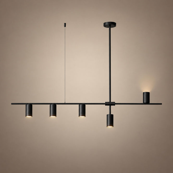 Modern Linear Pendant Lamp Ceiling Mounted Metal Frame Adjustable Height LED Lighting