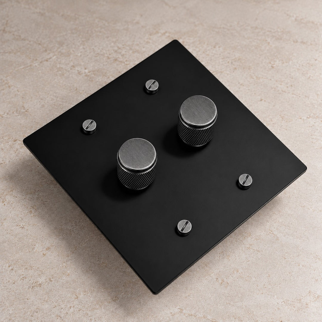 Solid Brass 3-Way Rotary Dimmer Light Switch – 1–4 Gang