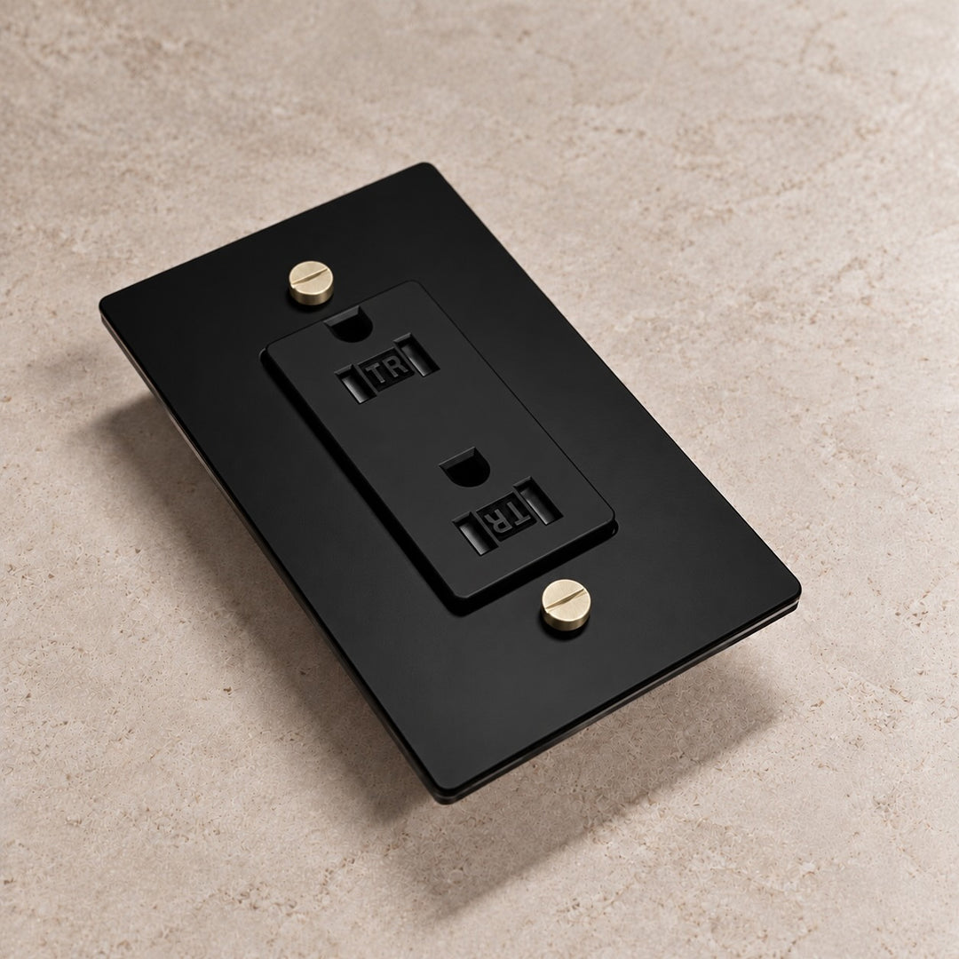 Solid Brass Tamper-Resistant Electrical Outlet – 15A Duplex Receptacle, 1–4 Gang