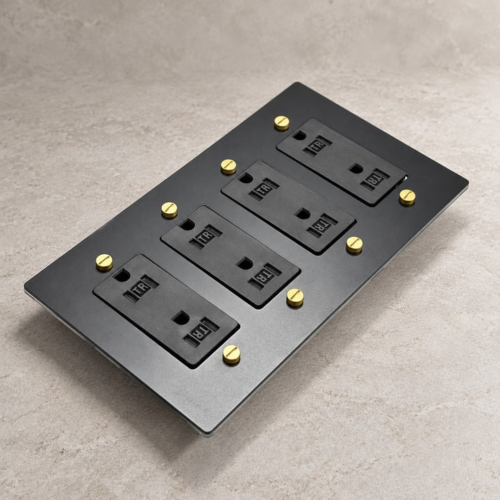 Solid Brass Tamper-Resistant Electrical Outlet – 15A Duplex Receptacle, 1–4 Gang