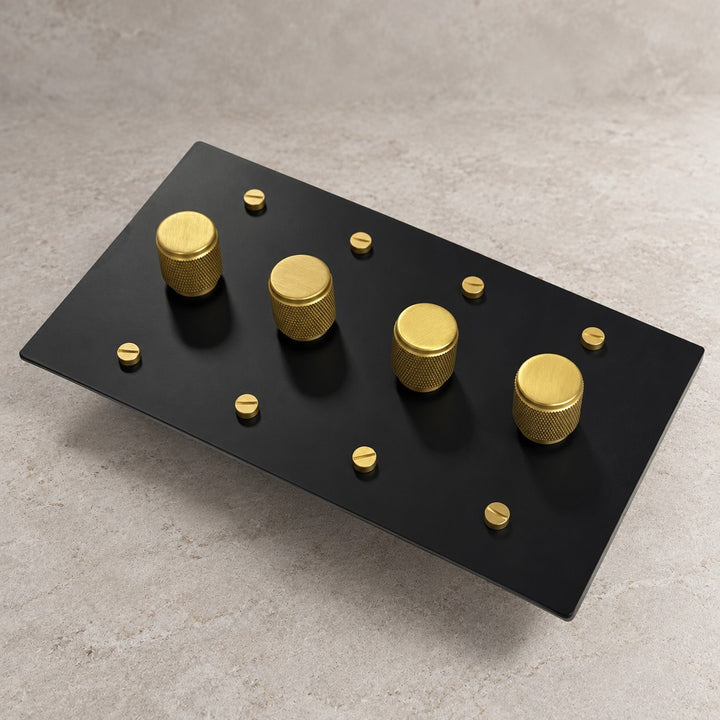 Solid Brass 3-Way Rotary Dimmer Light Switch – 1–4 Gang
