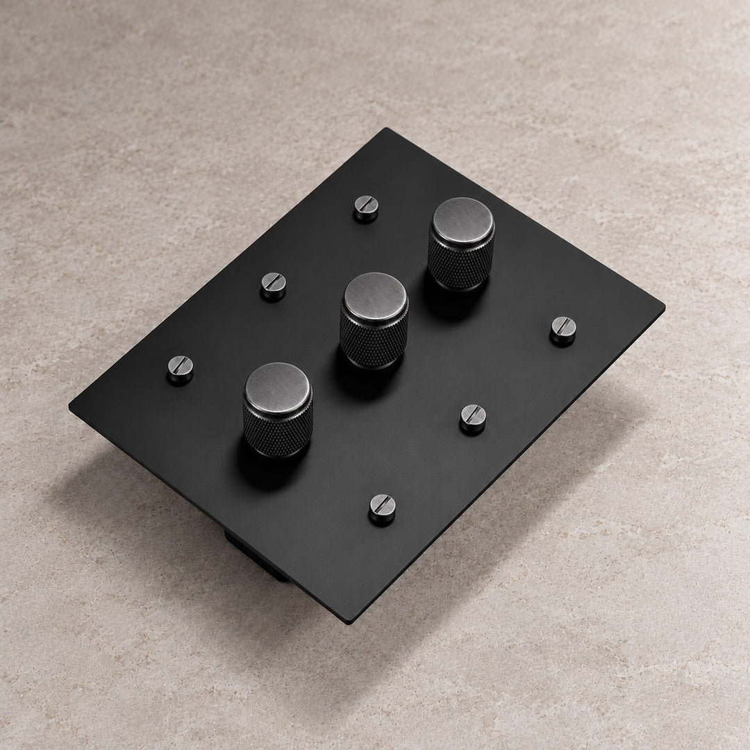 Solid Brass 3-Way Rotary Dimmer Light Switch – 1–4 Gang