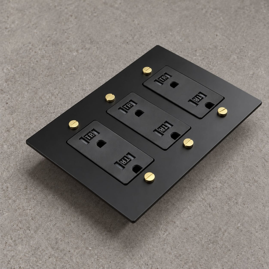 Solid Brass Tamper-Resistant Electrical Outlet – 15A Duplex Receptacle, 1–4 Gang