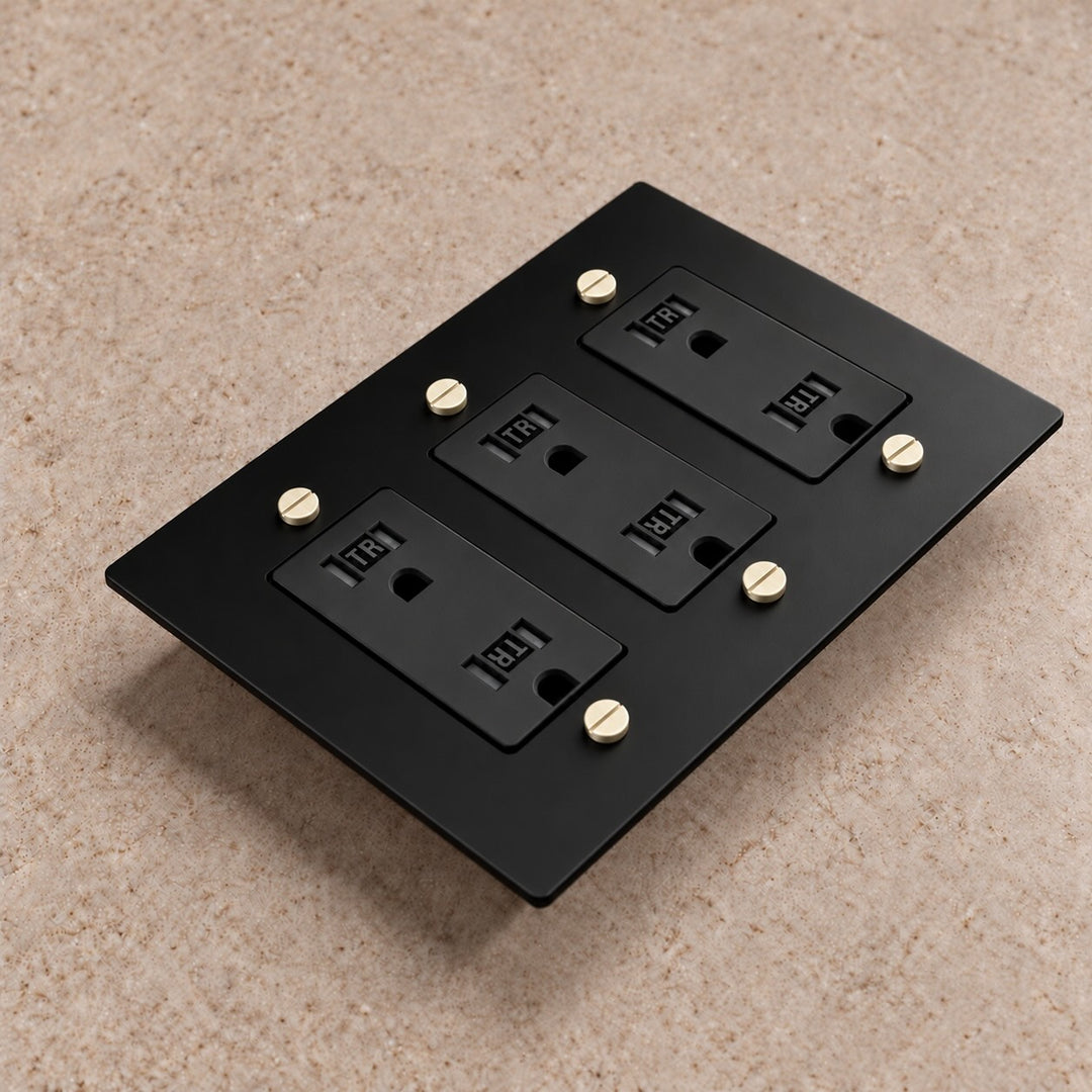 Solid Brass Tamper-Resistant Electrical Outlet – 15A Duplex Receptacle, 1–4 Gang