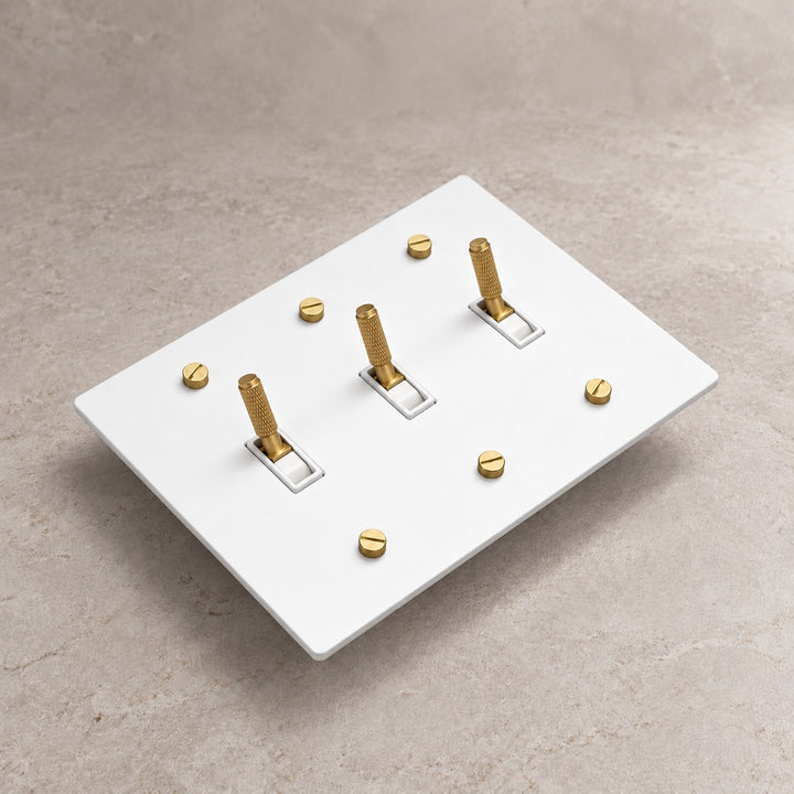 Solid Brass Toggle Light Switch – 3-Way, 1–4 Gang