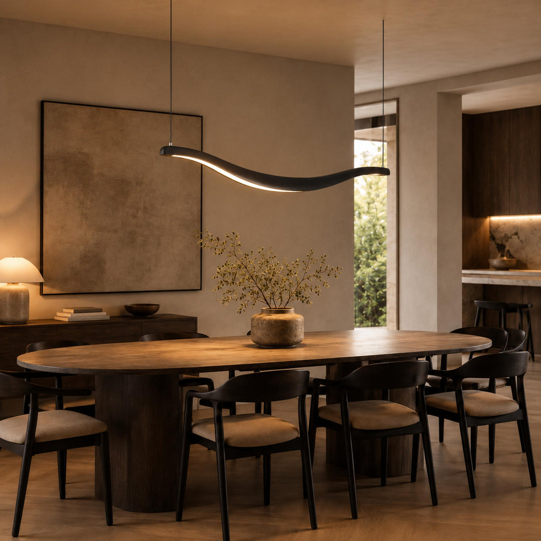 Modern Chandelier Light Ceiling Mounted Metal Acrylic Ash Wood Integrated LED Adjustable
