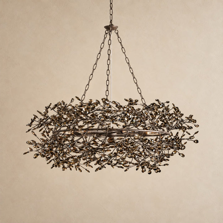 Modern Crystal Chandelier Adjustable Hanging Iron Fixture with Multiple Light Sockets