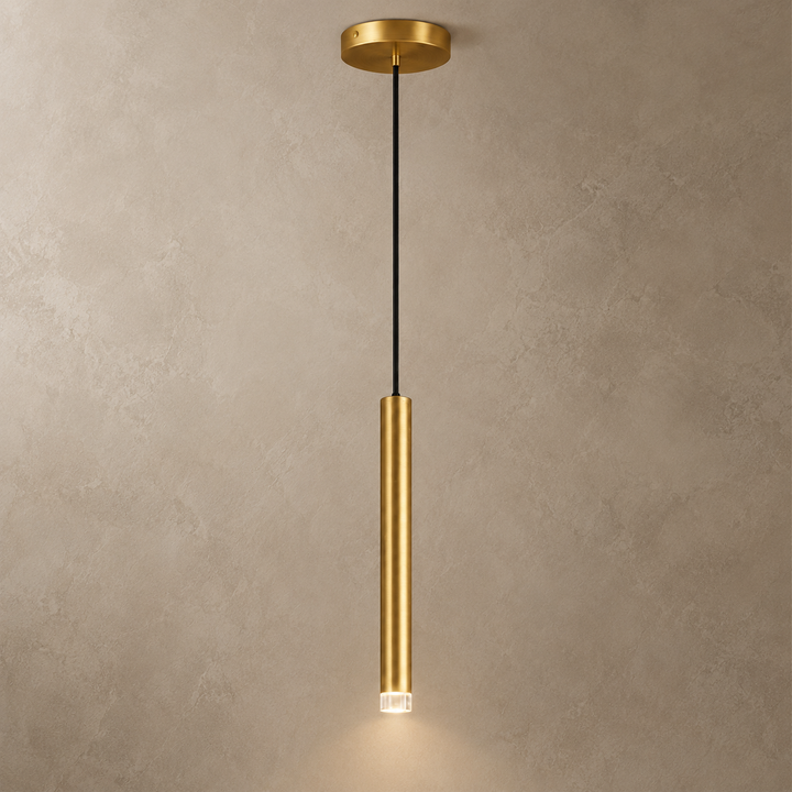 Modern Slim Brass LED Pendant Light with G4 – Minimalist Hanging Ceiling Light