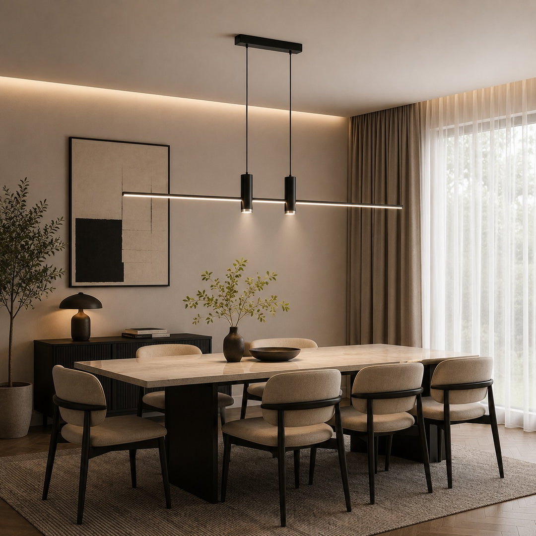 Modern Adjustable Pendant Light Metal Hanging Fixture with LED Technology for Kitchen Lighting