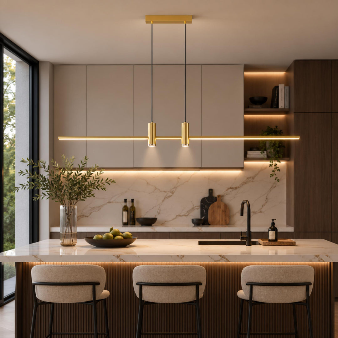 Modern Adjustable Pendant Light Metal Hanging Fixture with LED Technology for Kitchen Lighting