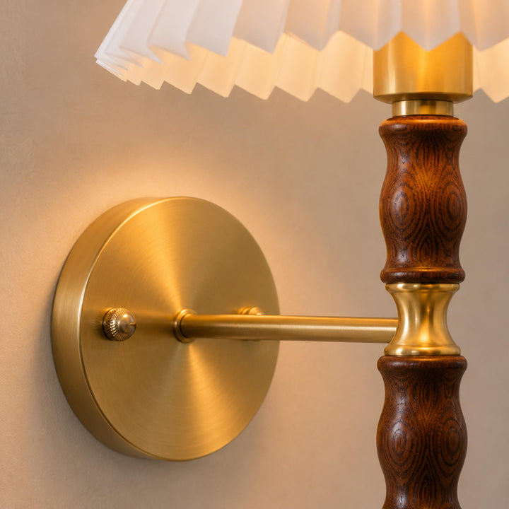 Modern Adjustable Wall Light Sconce in Walnut Fabric with LED for Indoor Use