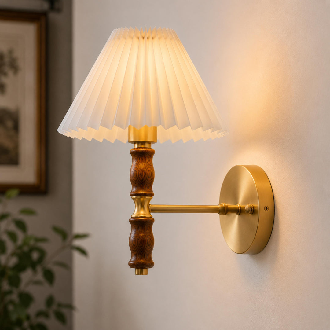 Modern Adjustable Wall Light Sconce in Walnut Fabric with LED for Indoor Use
