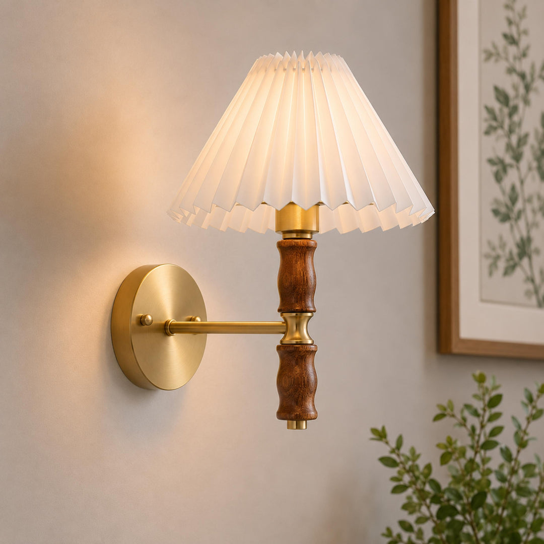 Modern Adjustable Wall Light Sconce in Walnut Fabric with LED for Indoor Use