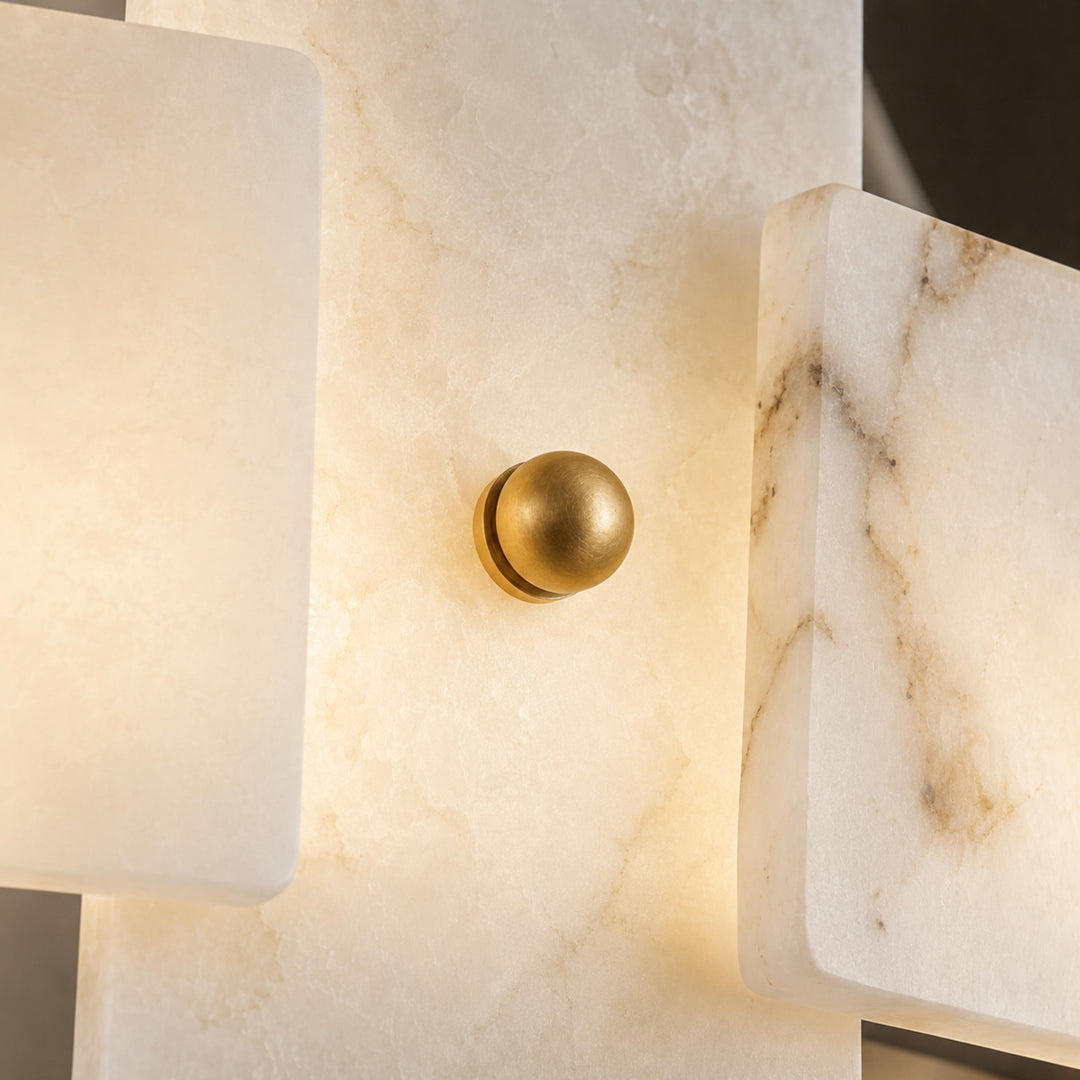Modern Alabaster Chandelier Ceiling Mounted Brass Finish Dimmable LED Compatible 60W