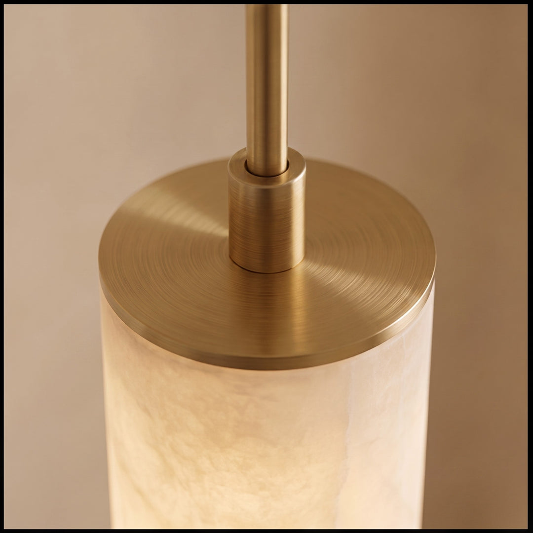 Modern Alabaster Chandelier Hanging Light Fixture Adjustable Height LED Illumination