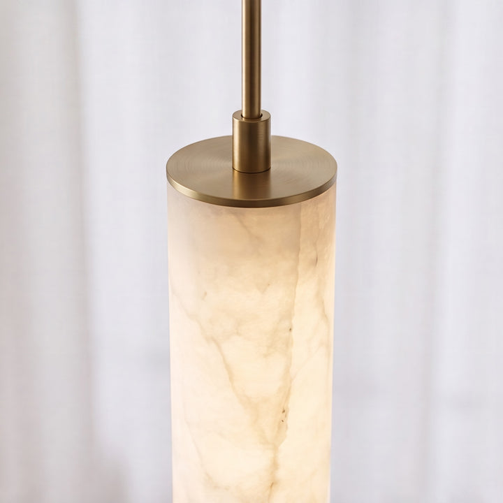 Modern Alabaster Chandelier Hanging Light Fixture Adjustable Height LED Illumination