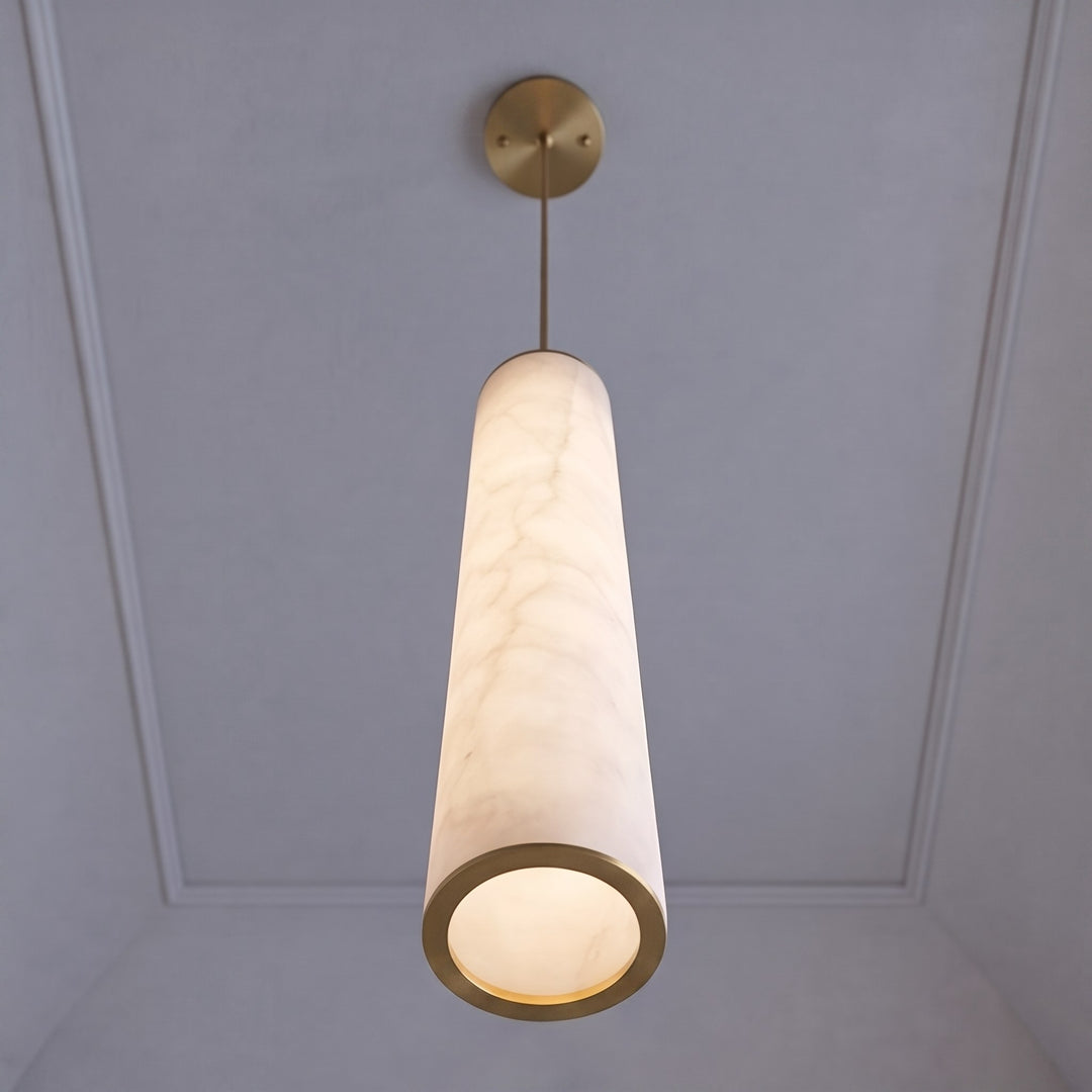 Modern Alabaster Chandelier Hanging Light Fixture Adjustable Height LED Illumination