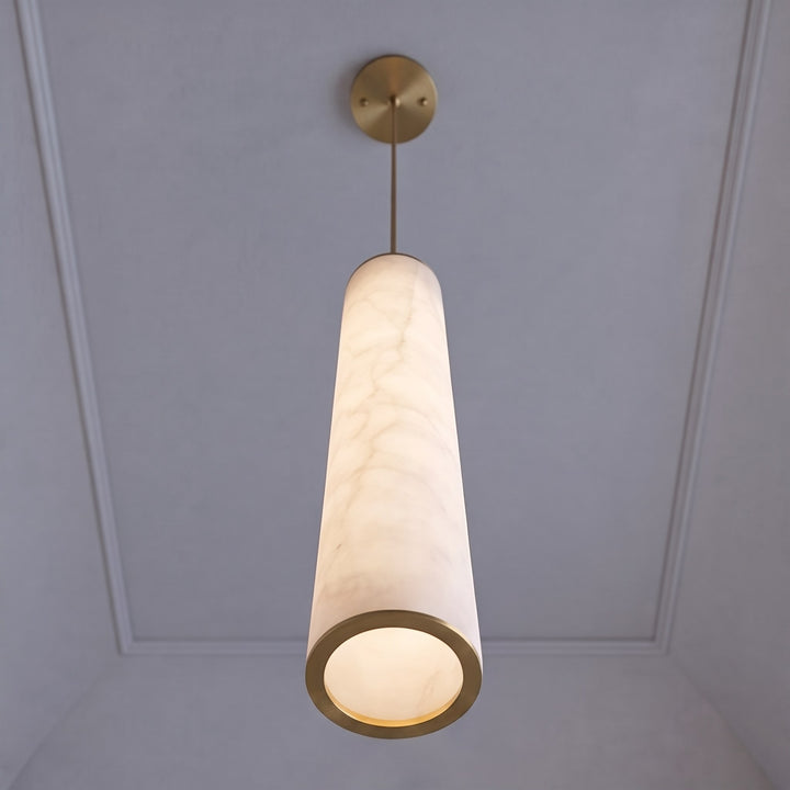 Modern Alabaster Chandelier Hanging Light Fixture Adjustable Height LED Illumination