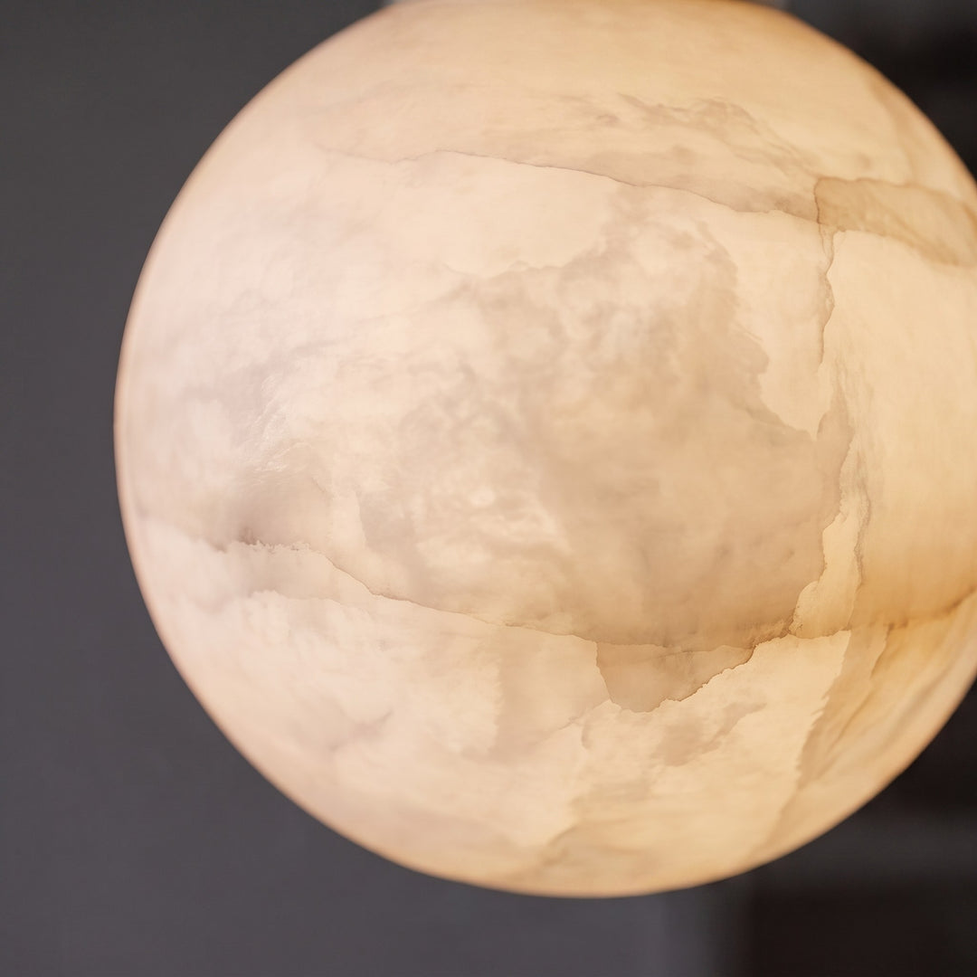 Modern Alabaster Globe Pendant Light Adjustable Ceiling Mount Integrated LED Soft Glow