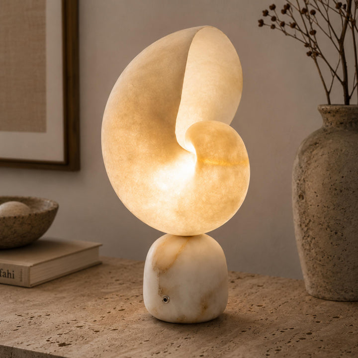 Modern Alabaster Table Lamp with Touch Control USB Charging and Adjustable Brightness for Bedside Use