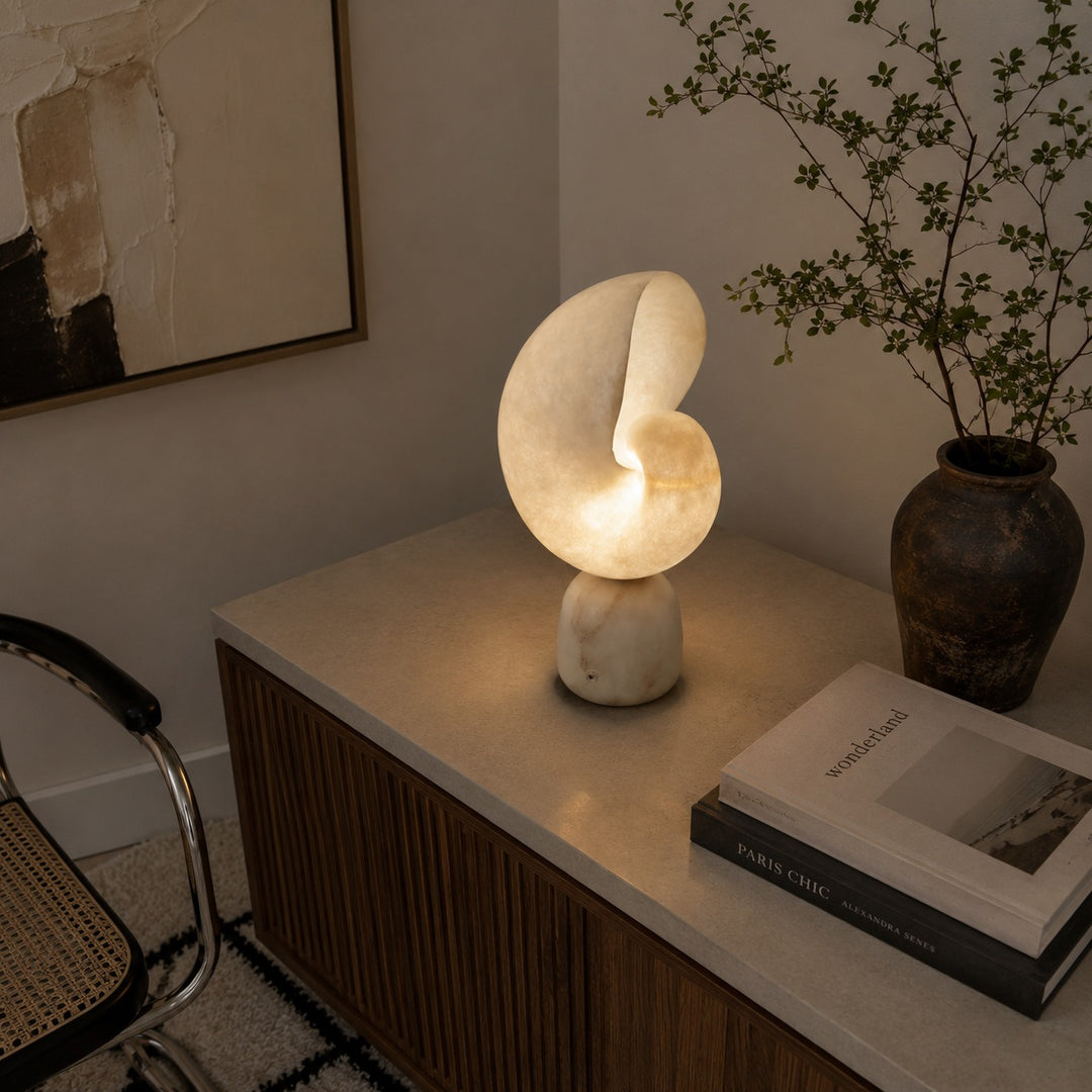 Modern Alabaster Table Lamp with Touch Control USB Charging and Adjustable Brightness for Bedside Use