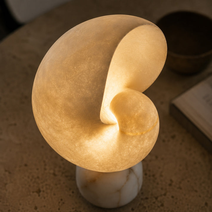 Modern Alabaster Table Lamp with Touch Control USB Charging and Adjustable Brightness for Bedside Use