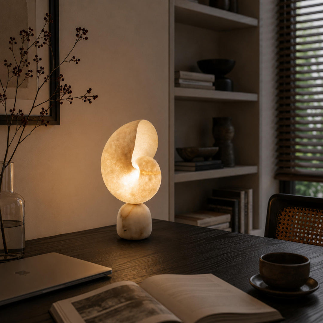 Modern Alabaster Table Lamp with Touch Control USB Charging and Adjustable Brightness for Bedside Use