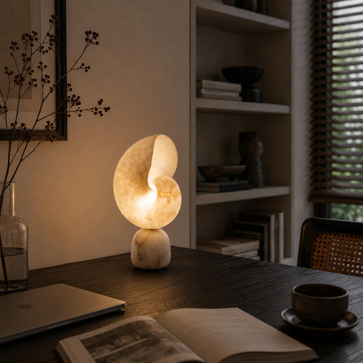 Modern Alabaster Table Lamp with Touch Control USB Charging and Adjustable Brightness for Bedside Use